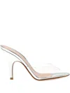 Gianvito Rossi Sofia Metallic Transparent-strap Mules In Silver