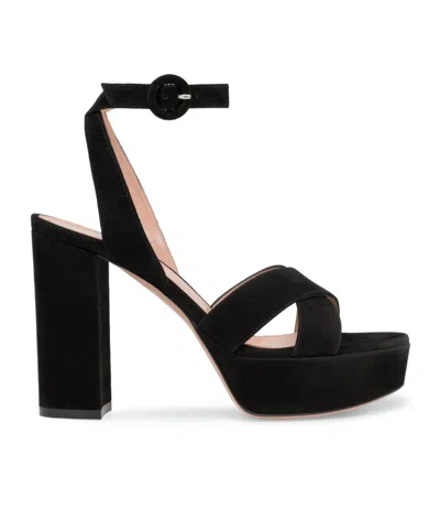 Gianvito Rossi Round Toe High Heel Sandals In Black