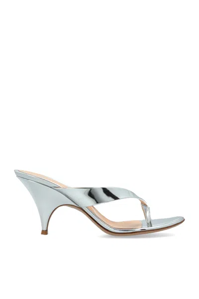 Gianvito Rossi Sofia Open-toe Leather Sandals In Silver
