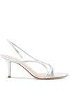 Gianvito Rossi Metallic Nappa Strappy Slingback Sandals In Silver