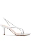 Gianvito Rossi Metallic Nappa Strappy Slingback Sandals In Silver