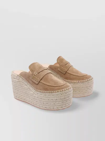 GIANVITO ROSSI ROUND TOE SUEDE ESPADRILLE WEDGES