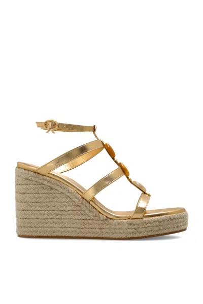 Gianvito Rossi Round-toe Wedge Sandals In Gold