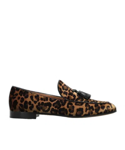 Gianvito Rossi Round-toe Loafers In Animal Print