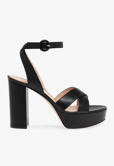 Gianvito Rossi Sabrina 125 Leather Platform Sandals In Black