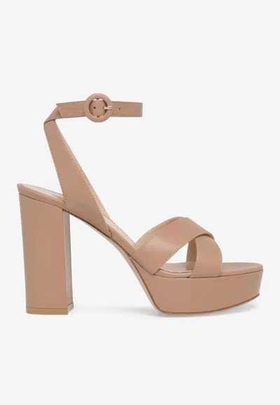 Gianvito Rossi Sabrina 125 Leather Platform Sandals In Neutral