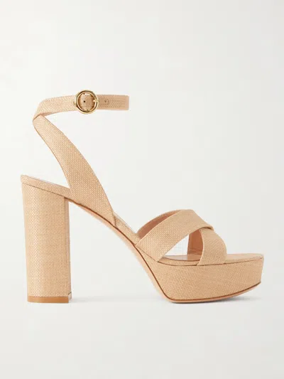 Gianvito Rossi Sabrina Haiti 70 Raffia Platform Sandals In Brown