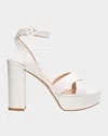 Gianvito Rossi Sabrina Satin Crisscross Ankle-strap Platform Sandals In White