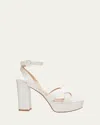Gianvito Rossi Sabrina Satin Crisscross Ankle-strap Platform Sandals In White
