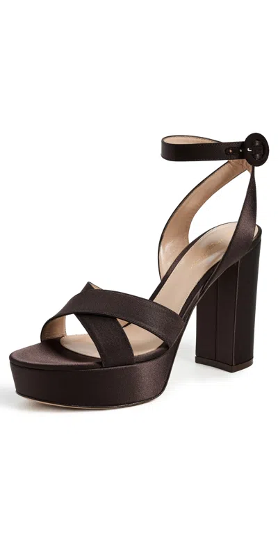 Gianvito Rossi Sabrina Satin Heeled Sandals Moka In Brown