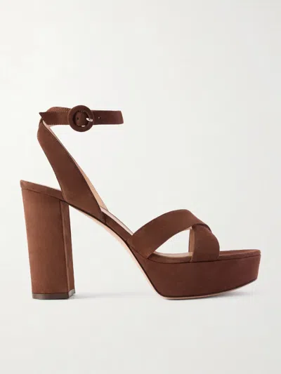 Gianvito Rossi Sabrina Suede Platform Sandals In Brown