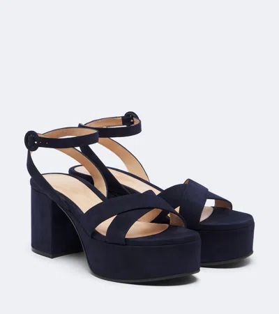 Gianvito Rossi Sabrina Suede Platform Sandals In Blue