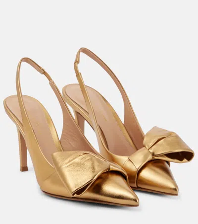 Gianvito Rossi Bow-embellished Leather Slingback Pumps In Black