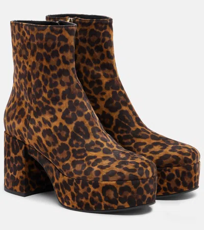 Gianvito Rossi Sally Leopard-print Suede Ankle Boots In Brown