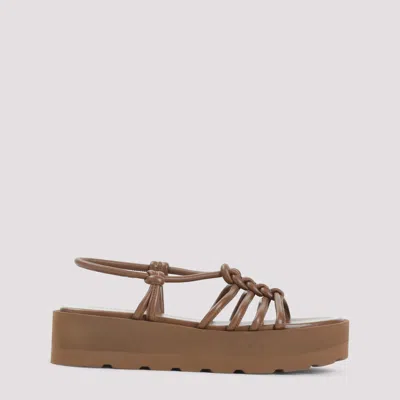 Gianvito Rossi Leather Knotted Strappy Sandals Platform Sole In Brown