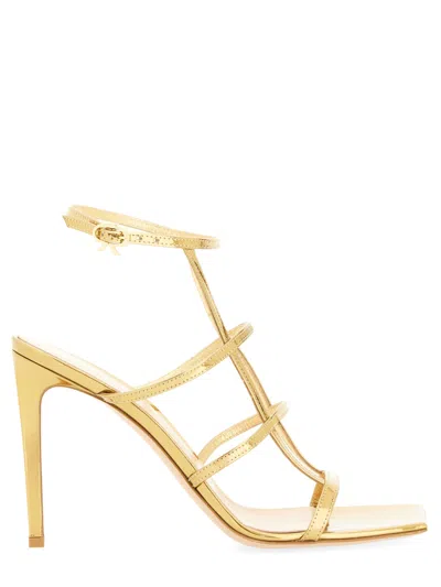 Gianvito Rossi Mekong Brown Calf Leather Sandals For Women In Gold