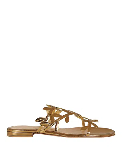 Gianvito Rossi Flavia Metallic Leather Slides In Gold