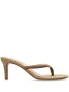 Gianvito Rossi Suede Raffia Heeled Thong Sandals In Brown
