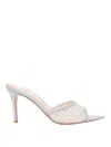 Gianvito Rossi Mesh Open Toe Pumps With Rhinestone Embellishments