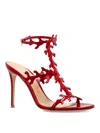 Gianvito Rossi Red Cut-out Ankle-strap Heels In Red
