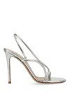 Gianvito Rossi Silver Nappa Silk Strappy Sandals In Metallic