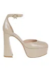 Gianvito Rossi Leather Sandal With Iconic Ribbon Buckle In Neutral
