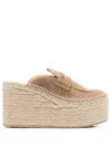 Gianvito Rossi Maxilla 105 Suede Espadrille Wedge Mules In Beige