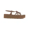 Gianvito Rossi Camel Brown Caged Slingback Sandals In Beige