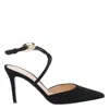 Gianvito Rossi Buckle Detail Strappy Suede Stiletto Pumps In Black