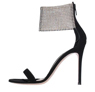 Gianvito Rossi Crystal-embellished Satin Sandals In Black