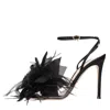 Gianvito Rossi Ynez 105mm Feather-embellished Sandals In Nero Scuri