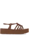 Gianvito Rossi Camel Brown Caged Slingback Sandals In Brown
