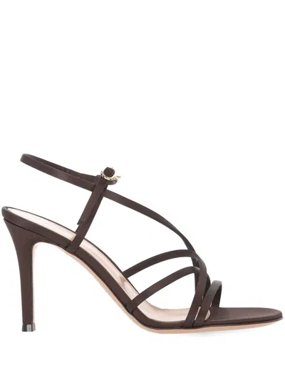 Gianvito Rossi 100mm Slingback Stiletto Sandals In Brown