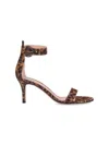 Gianvito Rossi Open Round Toe Visible Stitching Buckled Back Strap Leopard Pattern Golden Lettered Logo On Insole S In Brown
