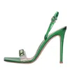 Gianvito Rossi Ribbon Candy Crystal-embellished Pvc Sandals In Verde Blu E Verdi
