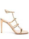 Gianvito Rossi Gold-tone Caged 95mm Patent Leather Sandals In Mekong
