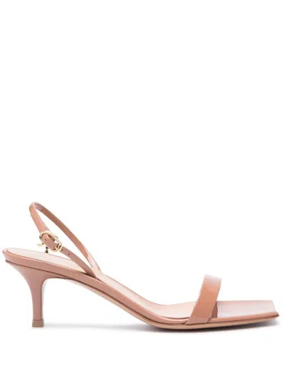 Gianvito Rossi Elegant Ribbon Mini Kitten Sandals In Pink