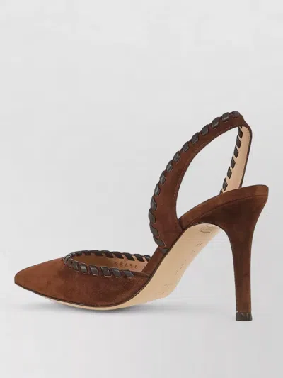 Gianvito Rossi Sandals Pointed Toe Stiletto Heel Suede Trim In Brown