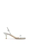 Gianvito Rossi Ribbon Metallic Kitten Slingback Sandal In Silver In Silver