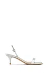 Gianvito Rossi Ribbon Metallic Kitten Slingback Sandal In Silver In Silver
