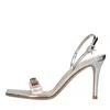 Gianvito Rossi Crystal Embellished Transparent Strap Sandals In Argento Metallici E Grigi
