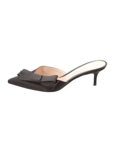Pre-owned Gianvito Rossi Satin Bow Accents Mules In Black