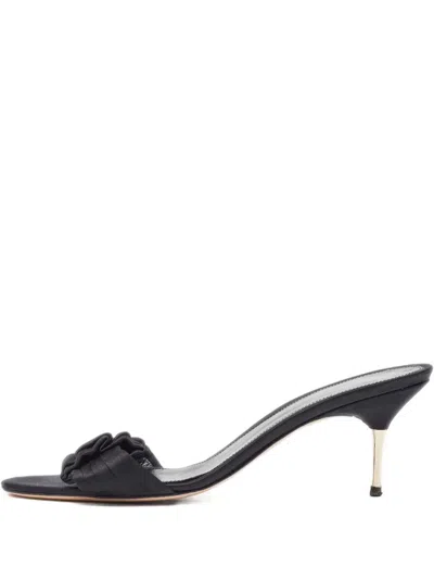 Pre-owned Gianvito Rossi Satin Bow Sandals In Black
