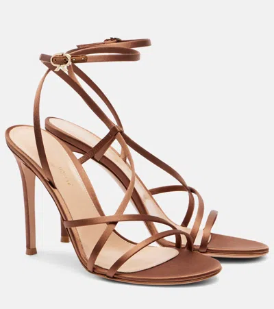 Gianvito Rossi Satin Crêpe Sandals In Brown