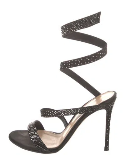 Pre-owned Gianvito Rossi Satin Crystal Embellishments Gladiator Sandals In Black