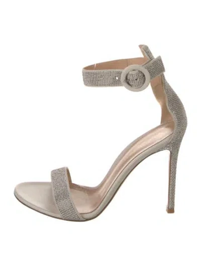 Pre-owned Gianvito Rossi Satin Crystal Embellishments Sandals In Neutral