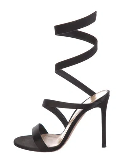 Pre-owned Gianvito Rossi Satin Gladiator Sandals In Black