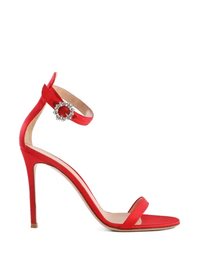 Pre-owned Gianvito Rossi Satin Heeled Sandals In Red