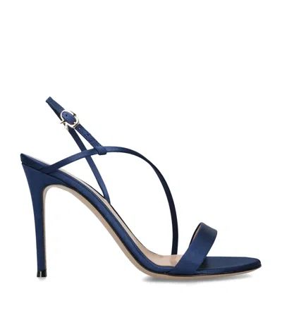 Gianvito Rossi Satin Manhattan Heeled Sandals 95 In Blue