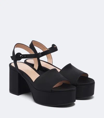 Gianvito Rossi Satin Platform Sandals In Black